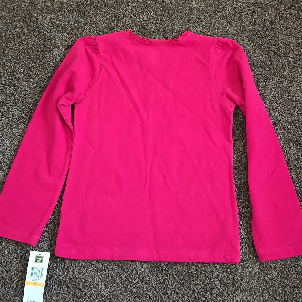NEW Osh Kosh Pink Lace Trim Long Sleeve Knit Top 6X